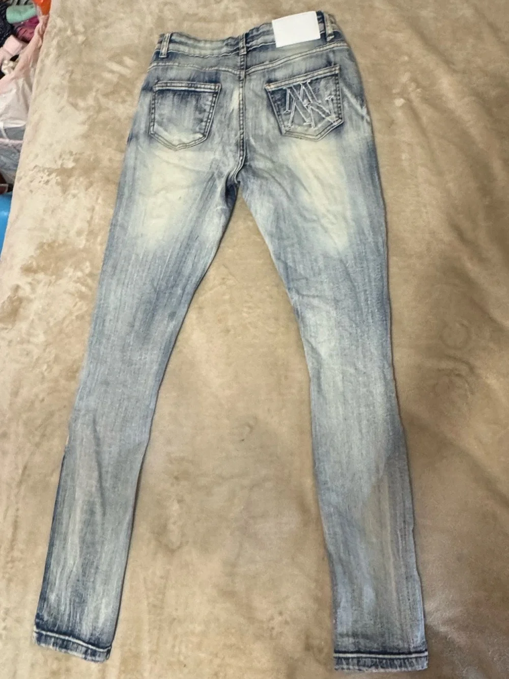 Boohooman Skinny Light Blue Men's Jeans with Embroidered Back Pocket